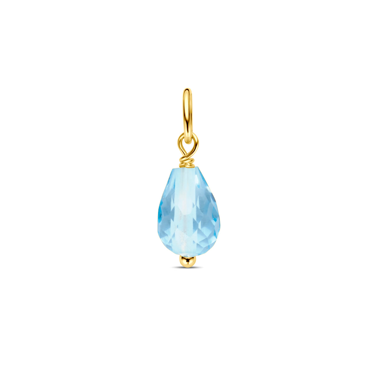 Fantasy Collection Hanger blauw topaas 15 mm 14K geelgoud