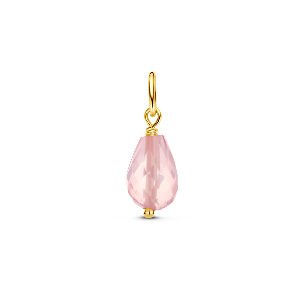 Fantasy Collection Hanger roze kwarts 15 mm 14K geelgoud