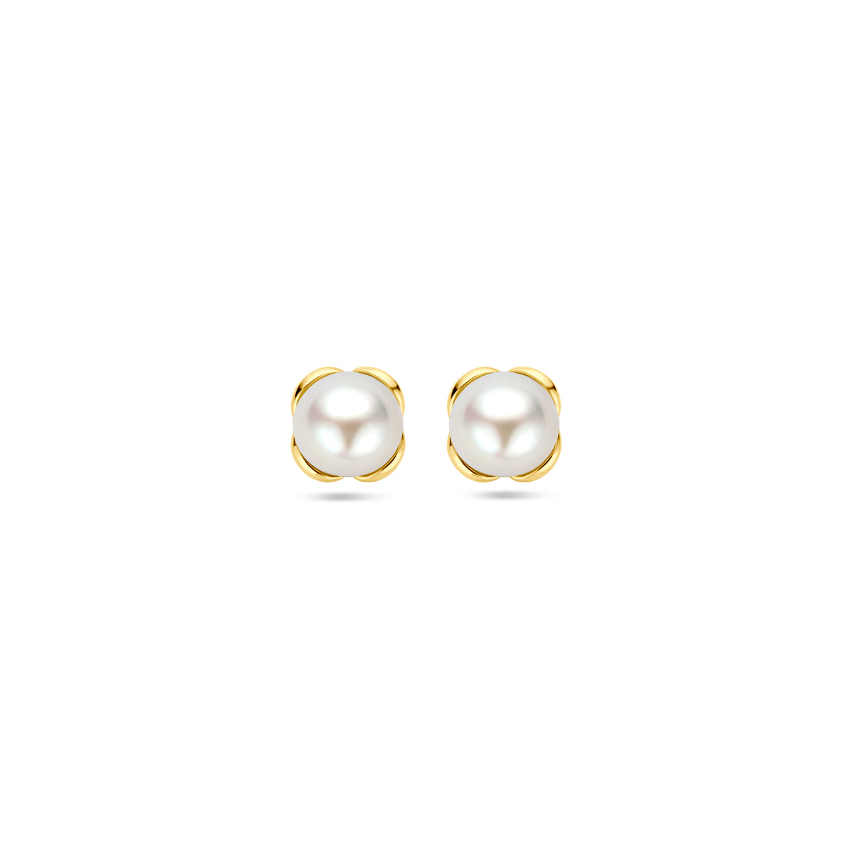 Fantasy Collection Oorbellen bloem parel 14K geelgoud