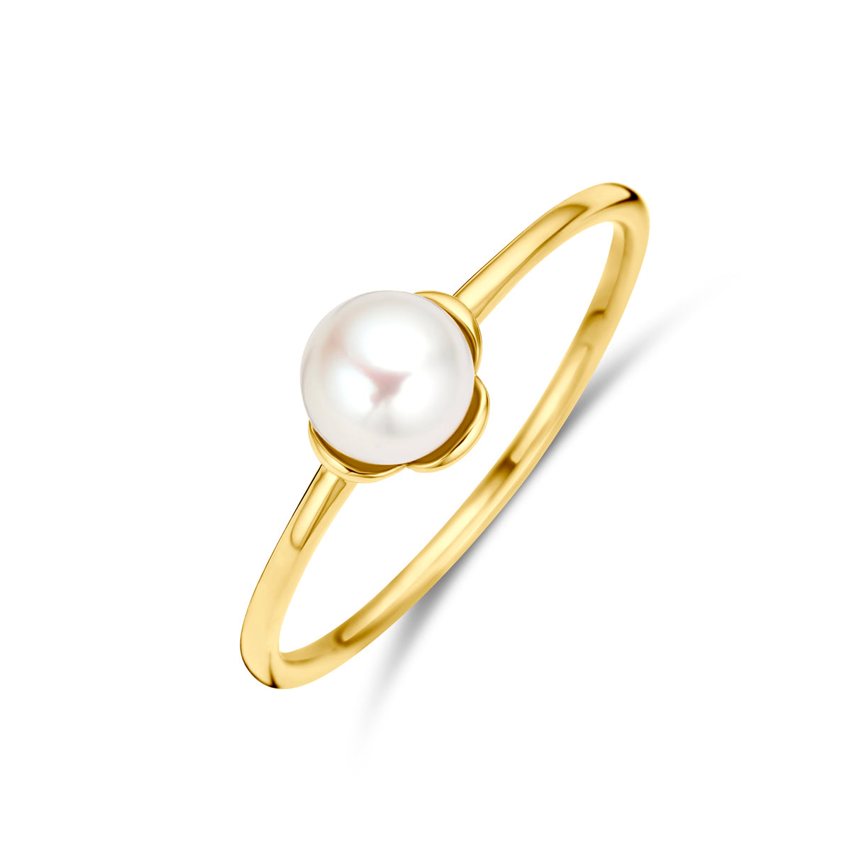 Fantasy Collection Ring bloem parel 14K geelgoud