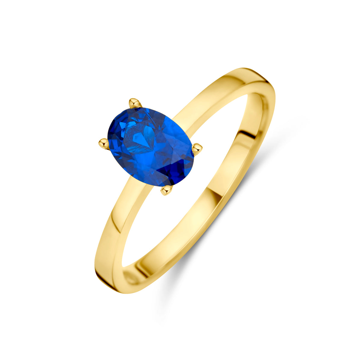 Fantasy Collection Ring donkerblauw zirkonia 14K geelgoud