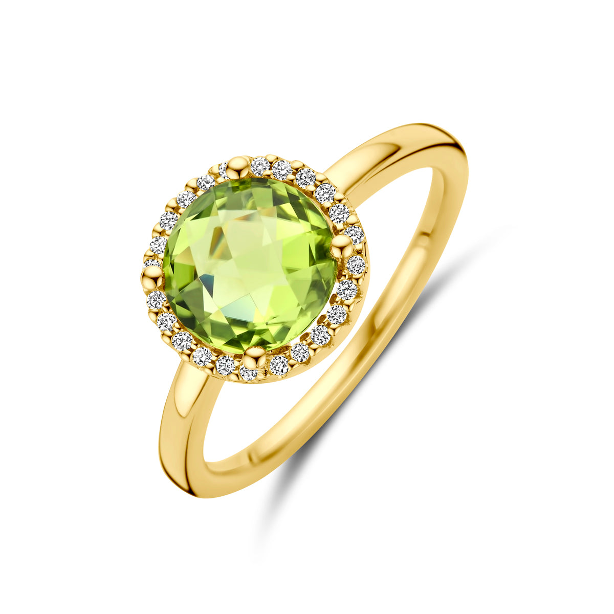 Fantasy Collection Ring peridot en diamant 0.09ct h si 14K geelgoud