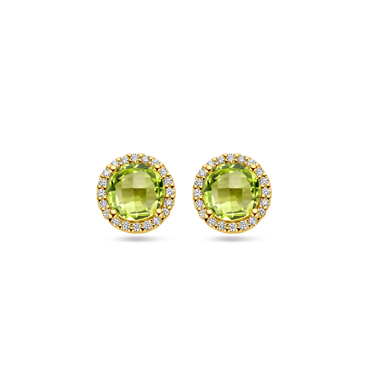 Fantasy Collection Oorbellen peridot en diamant 0.13ct (2x 0.065ct) h si 8,5 mm 14K geelgoud