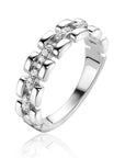 ZINZI zilveren ring met rolex-style schakels en de middenbaan bezet met witte zirkonia's 5mm breed ZIR2504 - PansiteNederland.nl