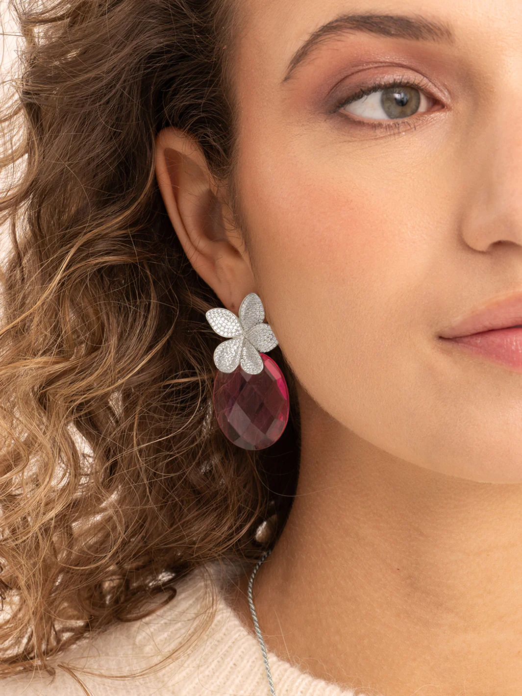Sparkling Jewels Oorknoppen Flora zirkonia EAS38 Zilverkleurig