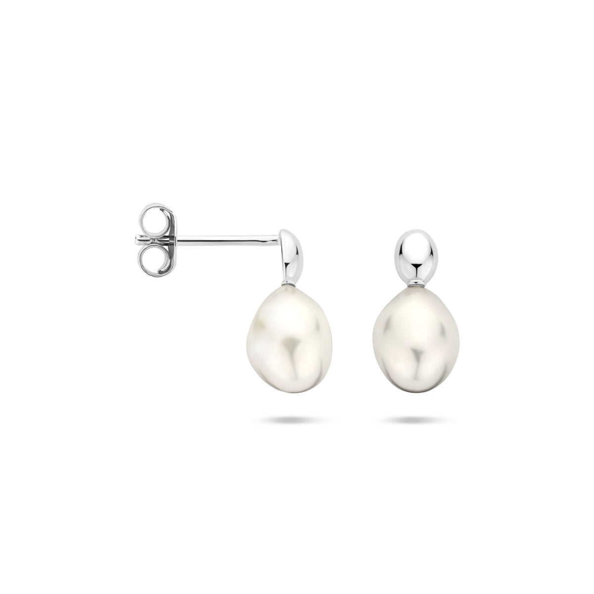 Zilveren gerhodineerde oorknoppen parel 13 mm - 1340792