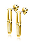 Zinzi Gold 14 krt gouden oorstekers met twee trendy paperclip-schakels 20mm ZGO344 - PansiteNederland.nl