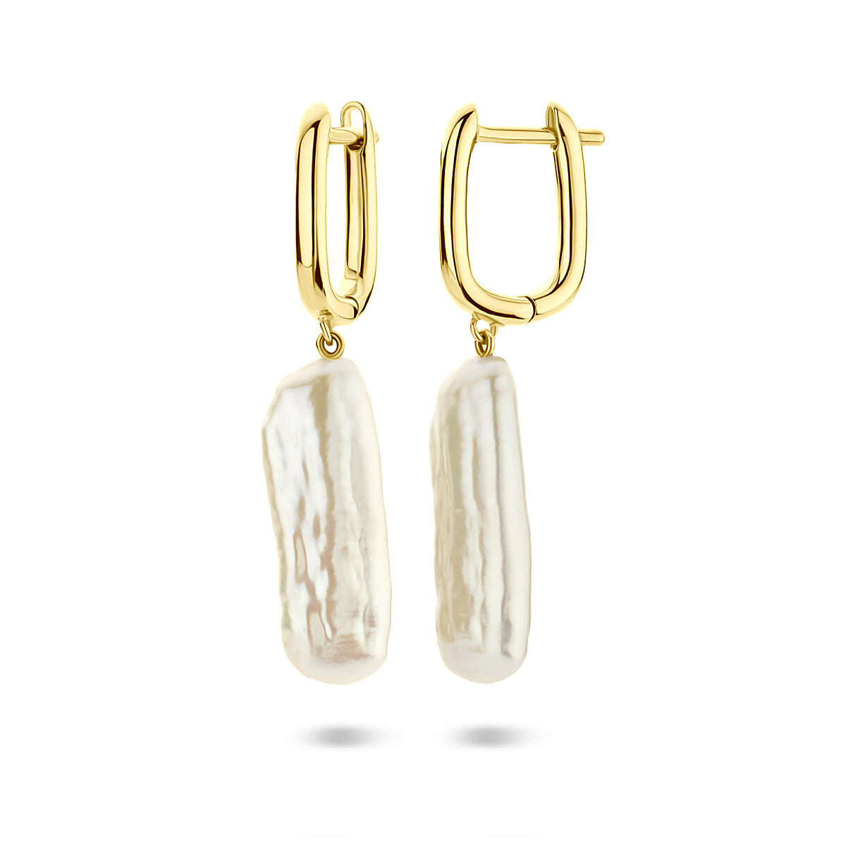 Zilveren vergulde geel klapoorringen parel 38 mm 1 micron - 2104038