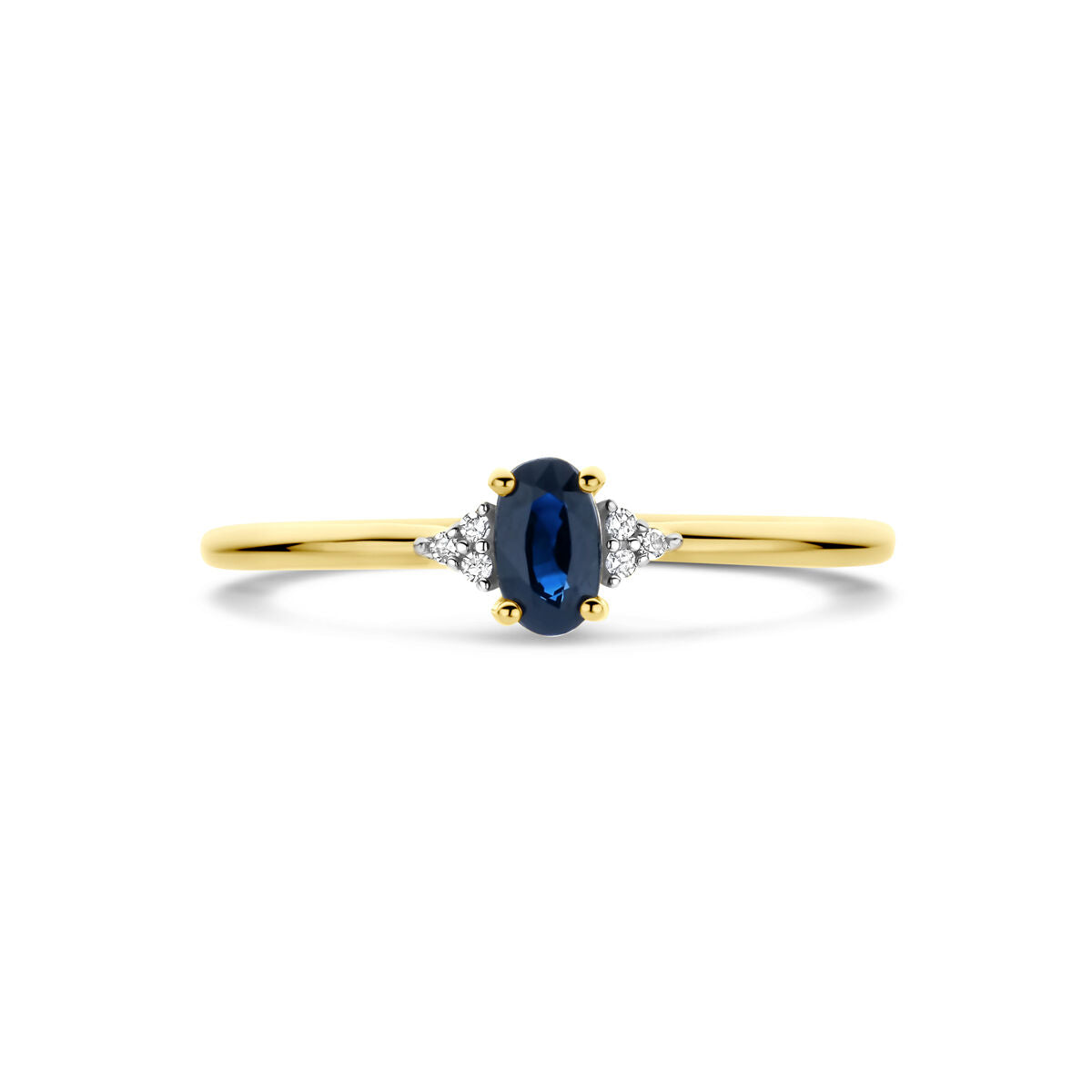 Fantasy Collection Ring saffier en diamant 0.02ct h si 14K geelgoud