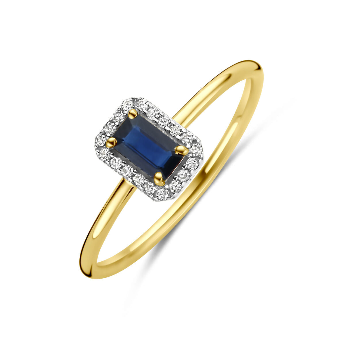 Fantasy Collection Ring saffier en diamant 0.06ct h si 14K geelgoud