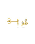 14K geelgouden oorknoppen blad zirkonia 7,5 mm - 4034096