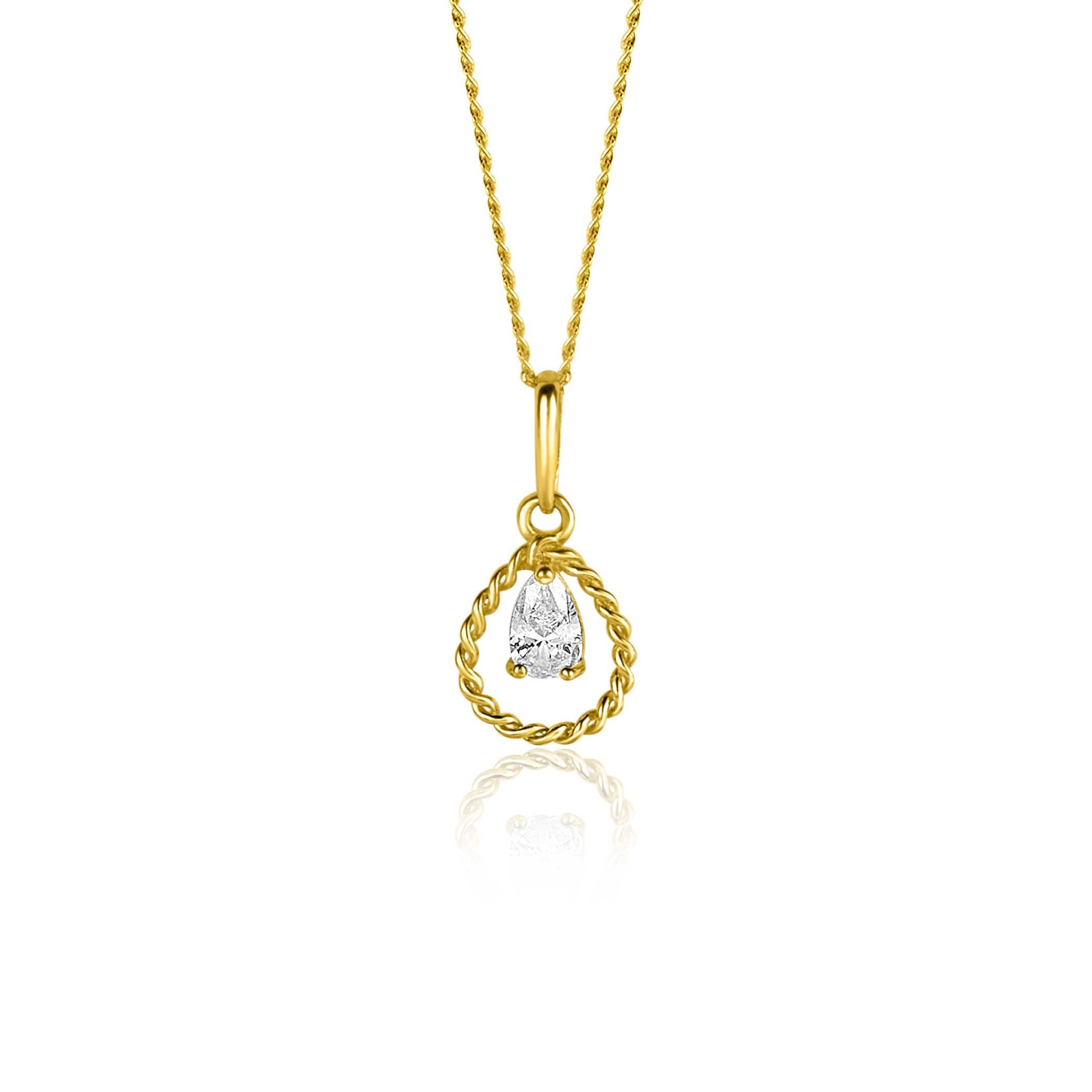 ZINZI 14K Gouden Hanger met Witte Zirkonia ZGH478