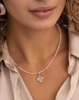 Sparkling Jewels ketting | 2mm Rose Quartz Gold - 42cm +2cm NLK04G-G13 - PansiteNederland.nl
