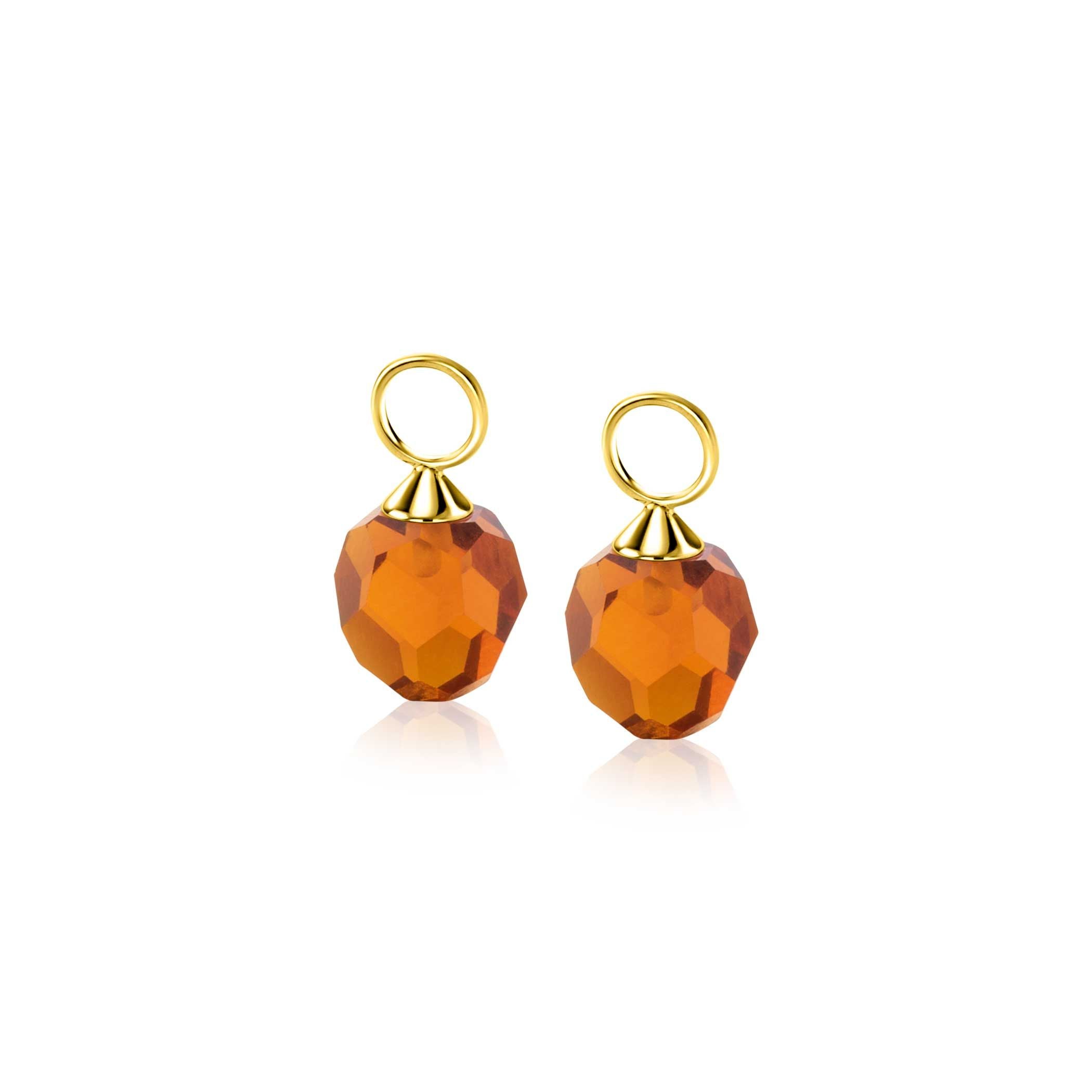 ZINZI 14K Gouden Oorbedels met Bruine Zirkonia ZGCH144BR