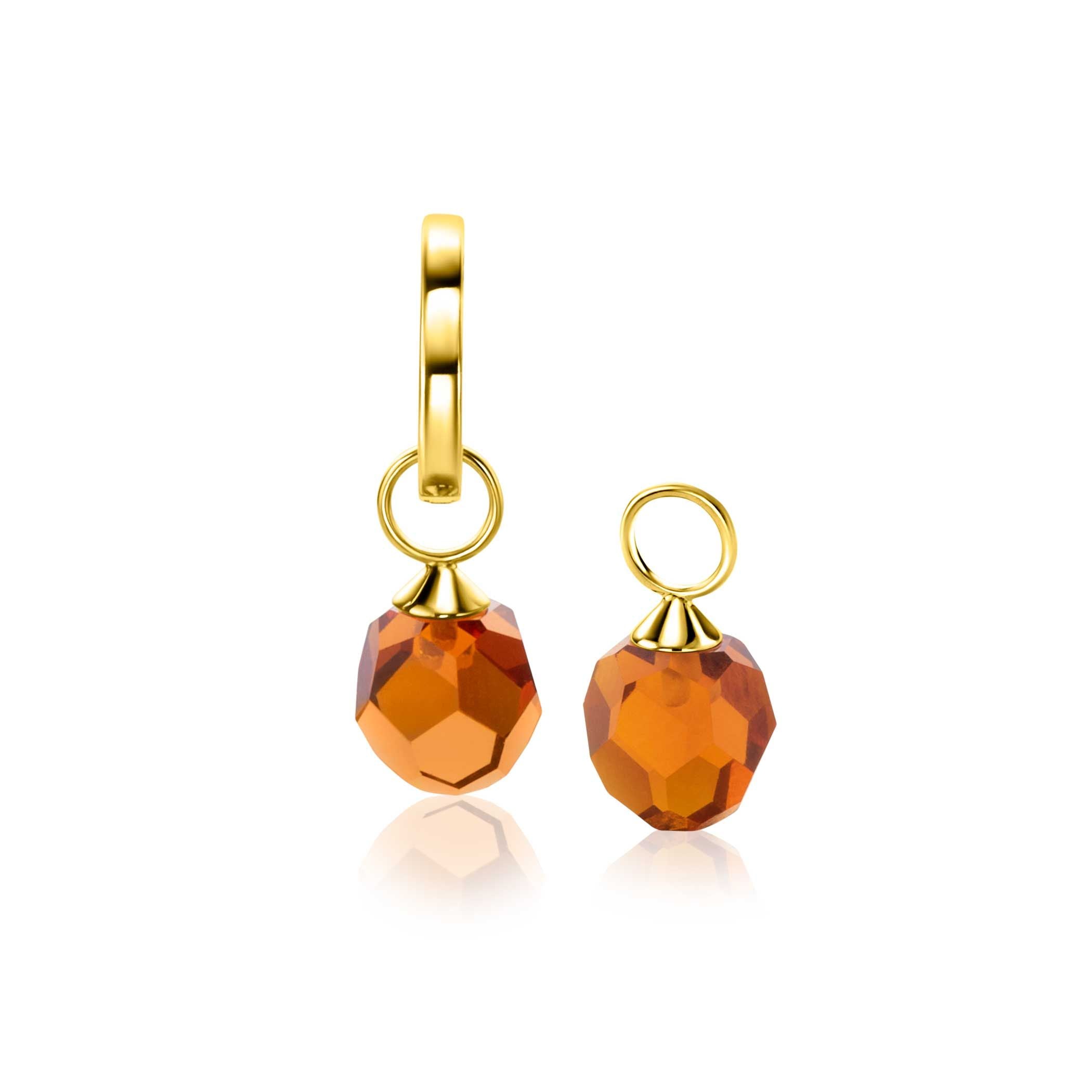 ZINZI 14K Gouden Oorbedels met Bruine Zirkonia ZGCH144BR