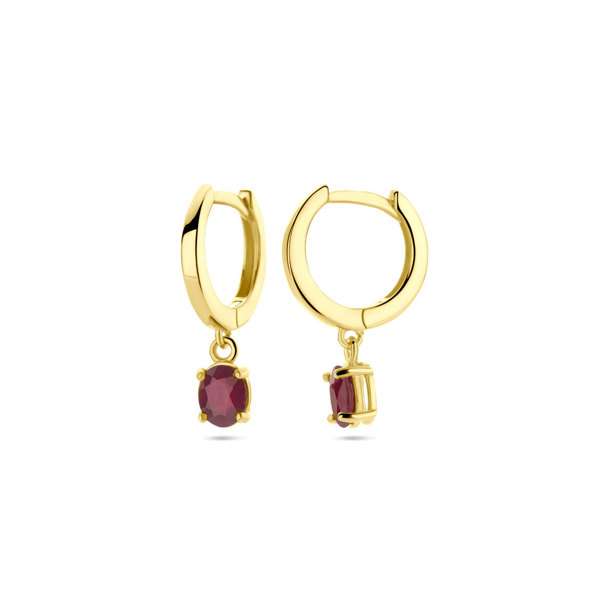 Fantasy Collection Oorbellen robijn 19 mm 14K geelgoud