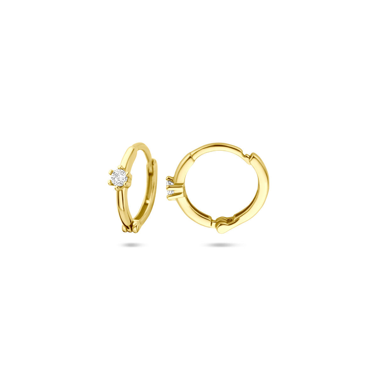 14K geelgouden klapoorringen zirkonia 10,5 mm - 4034099