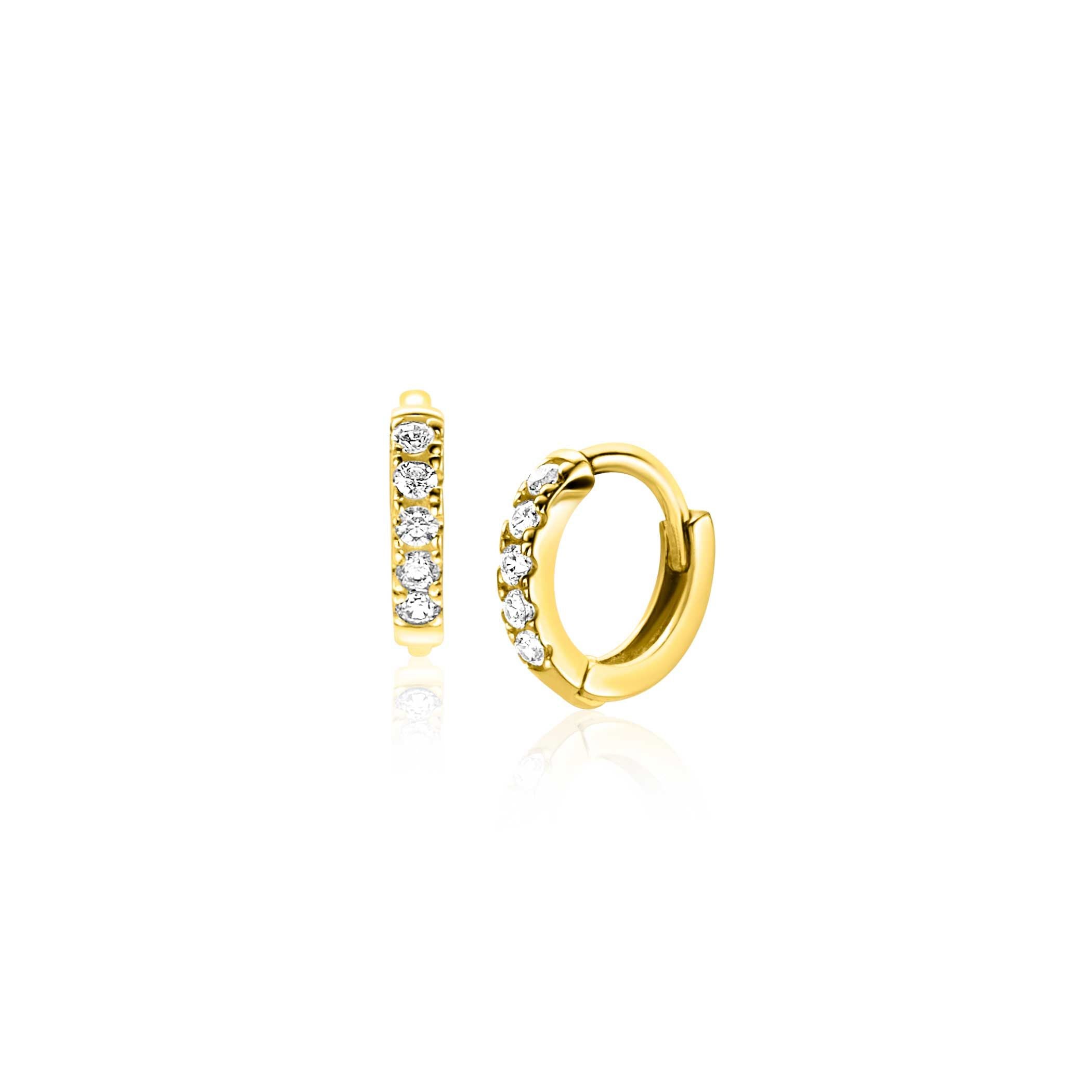ZINZI 14K Gouden Oorbellen met Witte Zirkonia ZGO467