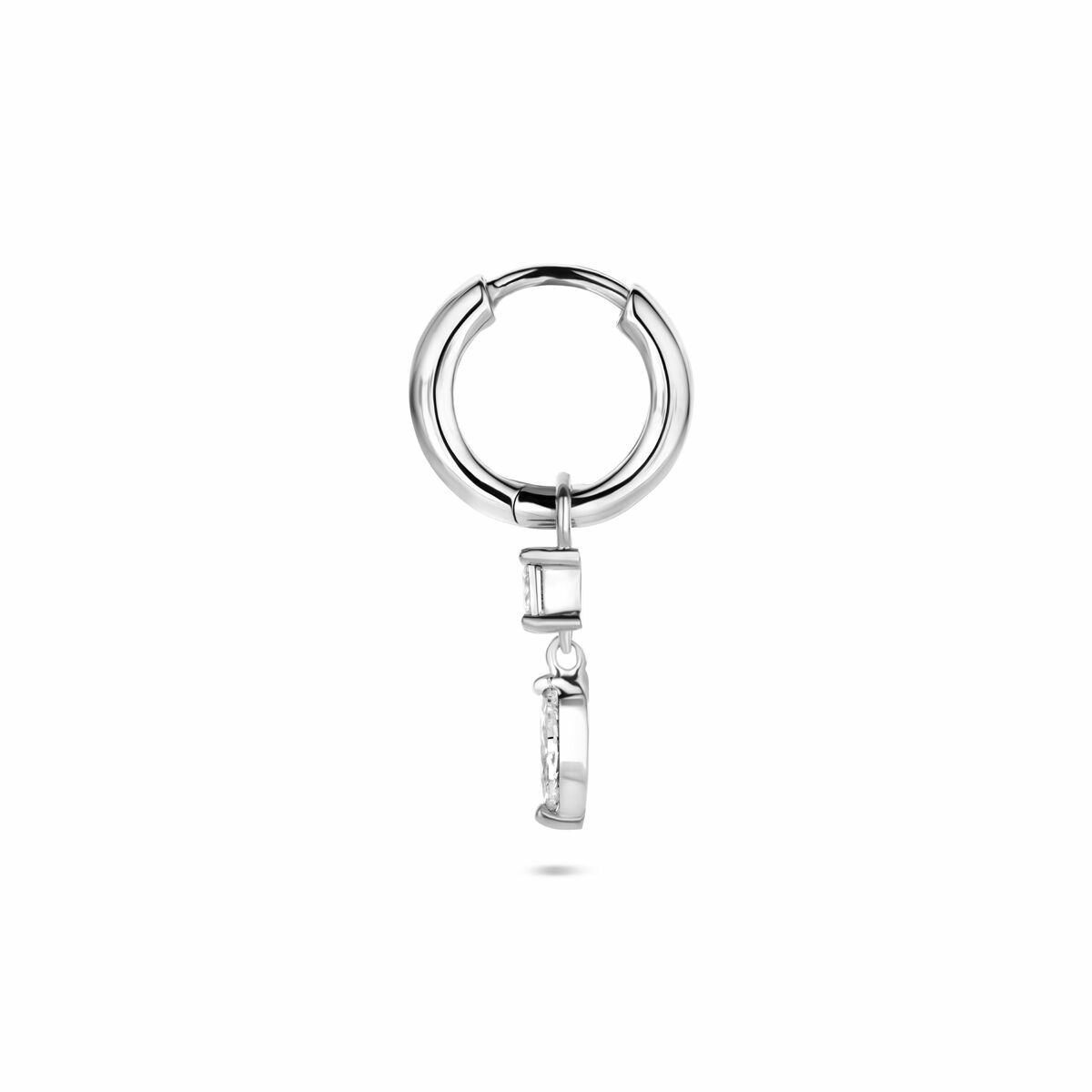 Zilveren gerhodineerde oorring zirkonia per stuk 16 mm - 1341014