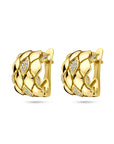 14K geelgouden klapoorringen diamant 0.16ct 2x 0.08ct h si 14 mm - 4033317
