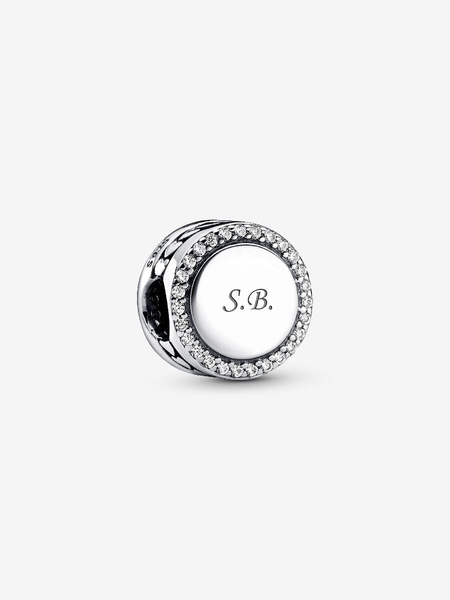 Pandora Graveerbare Sprankelende Button Bedel zilver - 798747C01