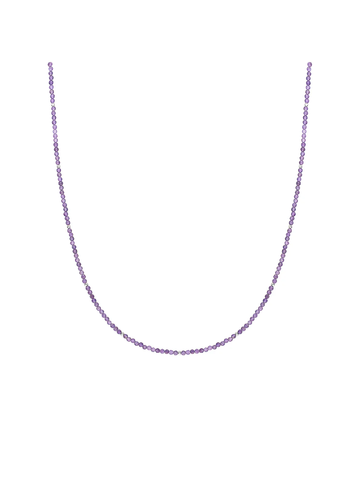 Sparkling Jewels Ketting 2mm Amethist 42cm +2cm NLK04S-G05 Zilverkleurig