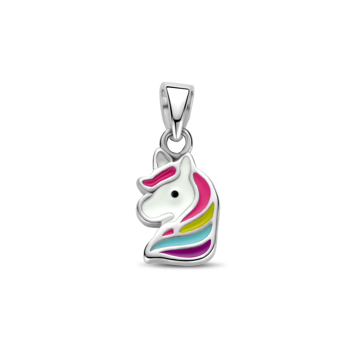 Fantasy Collection Hanger emaille eenhoorn 15 mm zilver