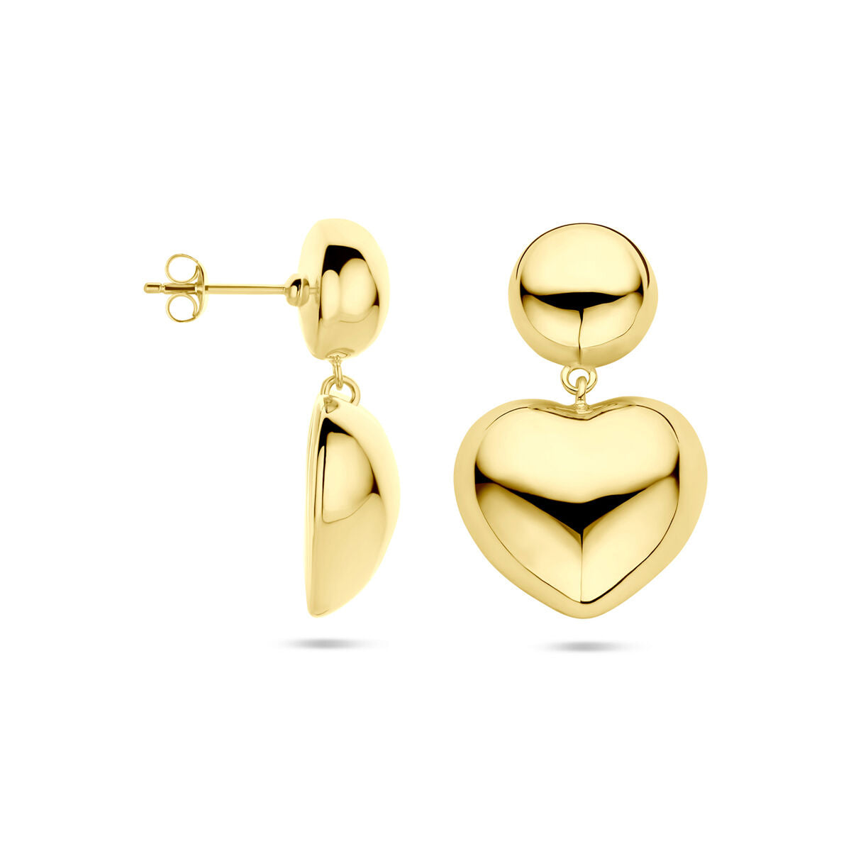 Fantasy Collection Hangende oorbellen hartjes 32 mm 1 micron zilver verguld