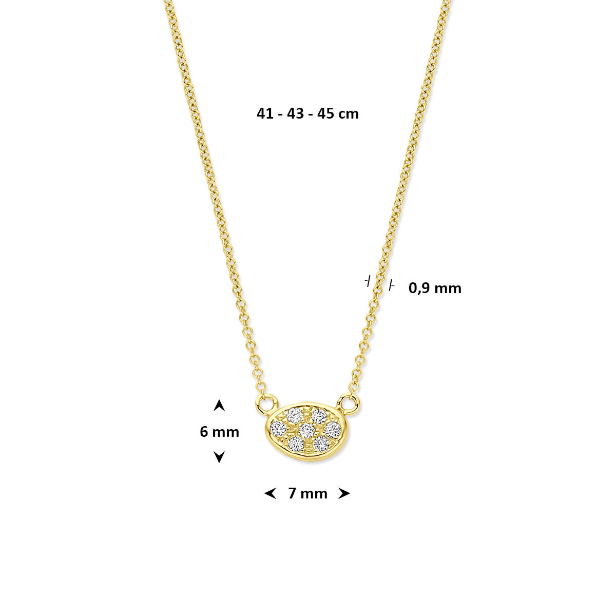 Fantasy Collection Collier diamant 0.07ct h si 41 - 43 - 45 cm 14K geelgoud