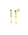 Zinzi Gold 14 krt gouden oorstekers met trendy bungelende pijl ZGO383 - PansiteNederland.nl