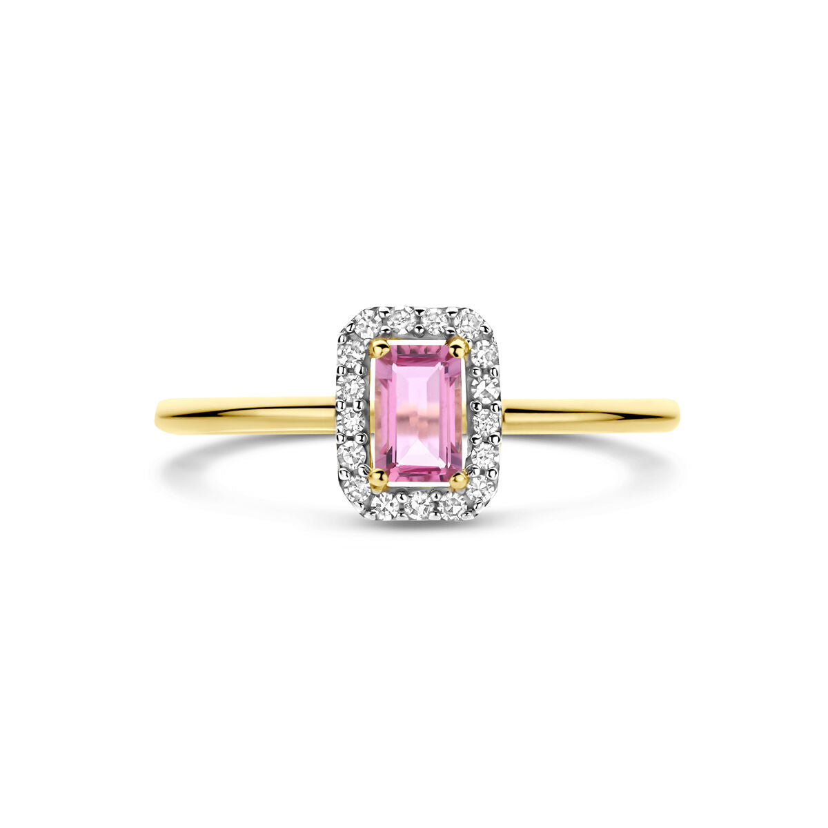 Fantasy Collection Ring roze toermalijn en diamant 0.08ct h si 14K geelgoud