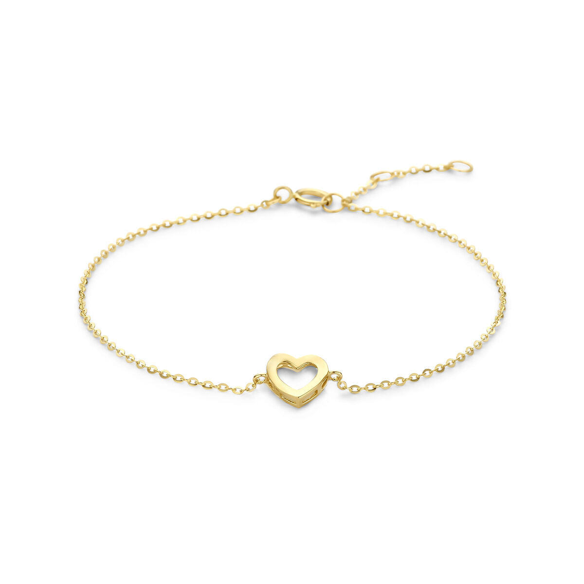 Fantasy Collection 9K armband hartje 16,5 - 17,5 - 18,5 cm 9K geelgoud