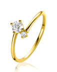 ZINZI Gold 14 krt gouden ring met twee vierpootszettingen, bezet met ronde witte zirkonia's (7mm) ZGR462 - PansiteNederland.nl
