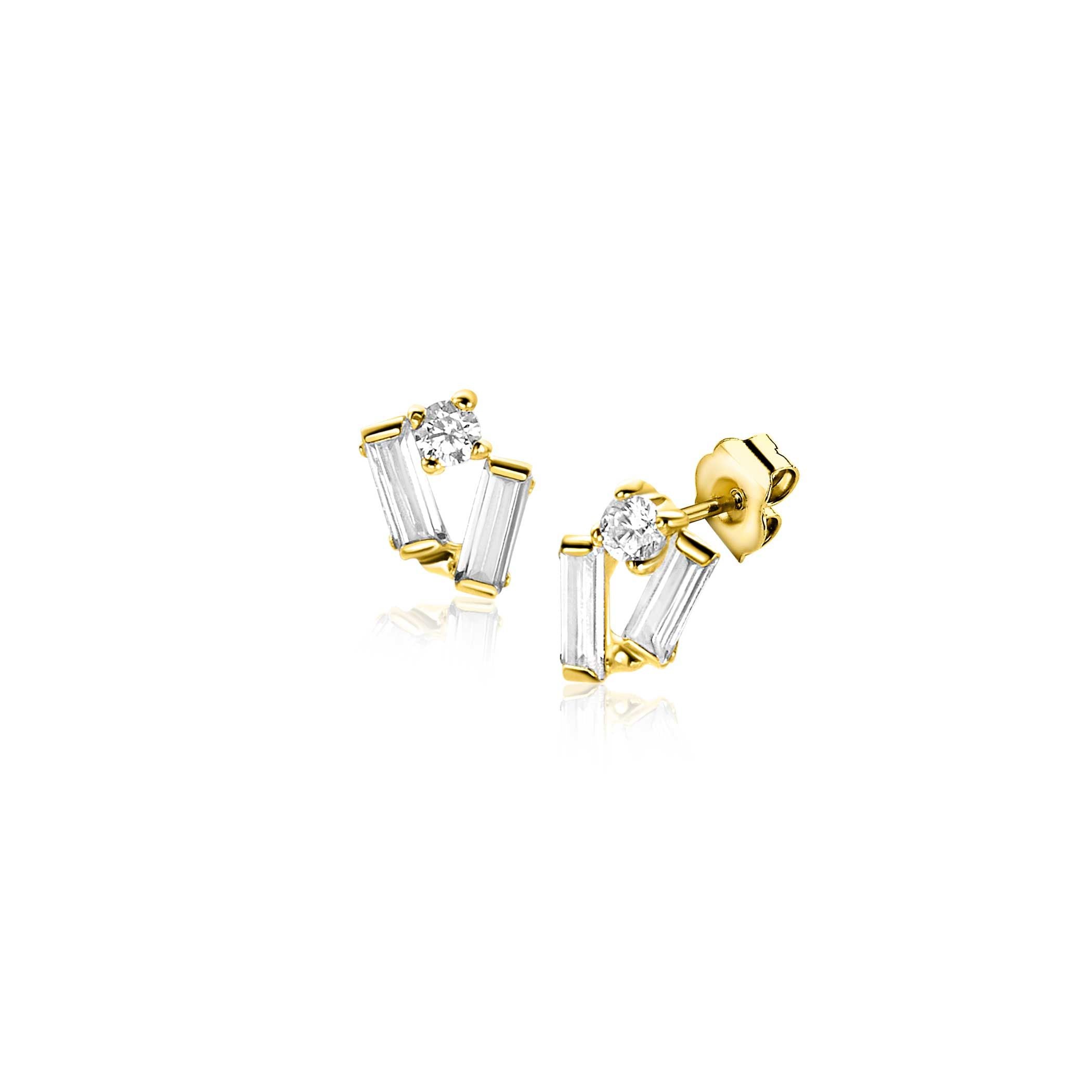 ZINZI 14K Gouden Oorknoppen met Witte Zirkonia ZGO465 oorbellen