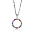 Zinzi zilveren hanger 12mm bezet met regenboog kleurstenen ZIH2170Z (zonder collier) - PansiteNederland.nl