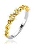 ZINZI gold plated zilveren aanschuifring met sierlijke Infinity schakels, middelste is bezet met witte zirkonia's 3mm breed ZIR2591 - PansiteNederland.nl