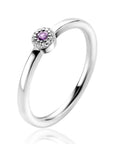 ZINZI zilveren ring ronde zetting met paarse kleursteen en rondom witte zirkonia's 4,5mm breed ZIR2561 - PansiteNederland.nl
