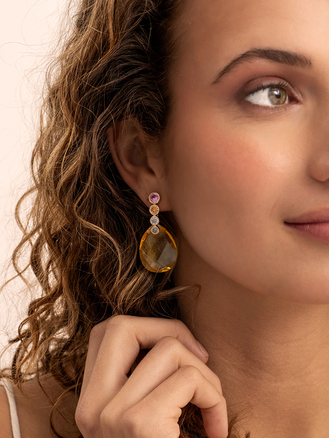 Sparkling Jewels Oorstenen Afterglow - Light Gold Citrien EAGEM65