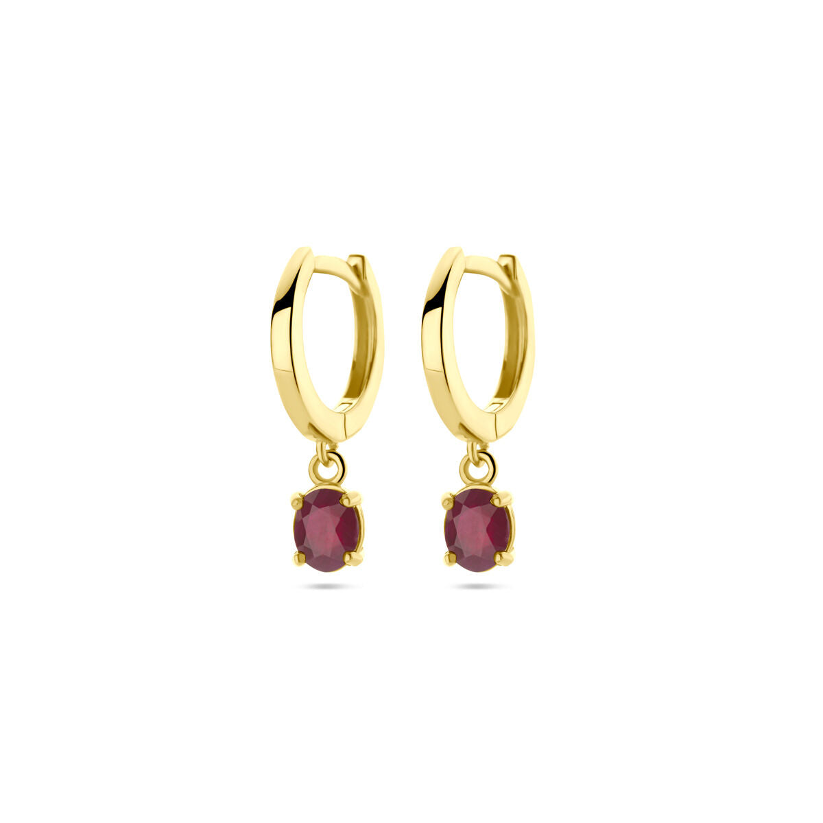 Fantasy Collection Oorbellen robijn 19 mm 14K geelgoud