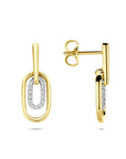 14K bicolor gouden geel/wit oorhangers diamant 0.08ct 2x 0.04ct h si 20 mm - 4209057