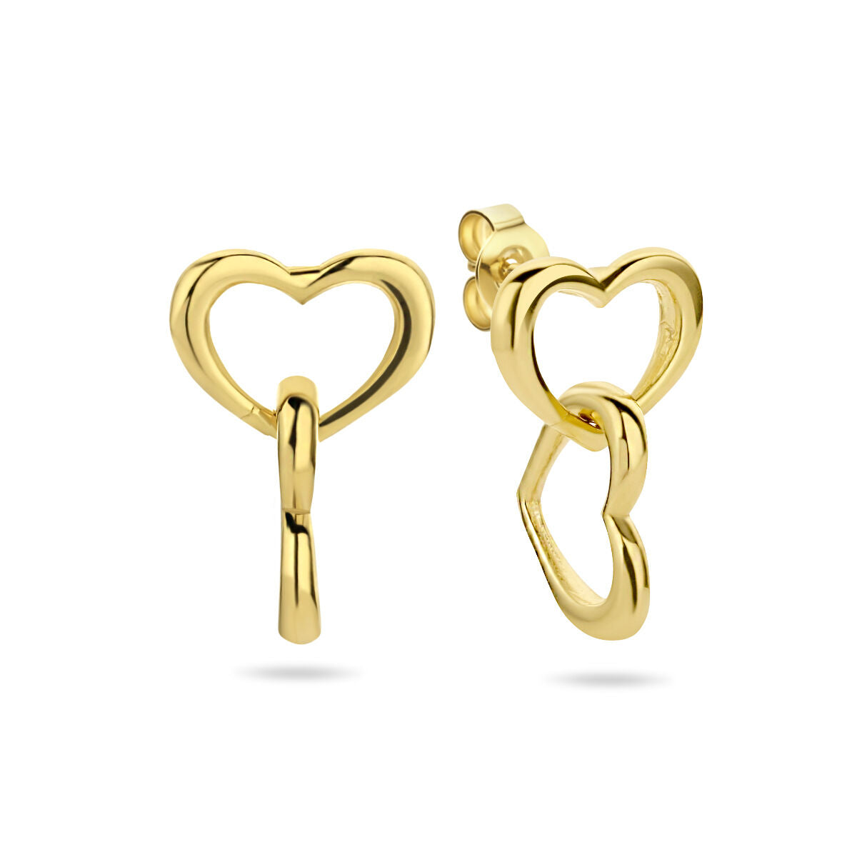 Fantasy Collection Hangende oorbellen hartjes 13 mm 1 micron zilver verguld