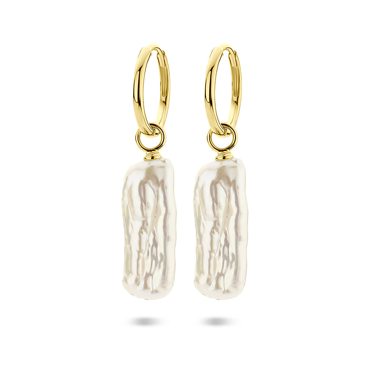 Zilveren vergulde geel oorringen parel 38 mm 1 micron - 2104120