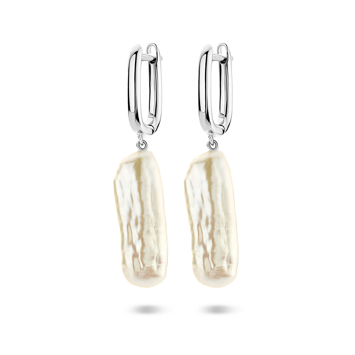 Zilveren gerhodineerde klapoorringen parel 38 mm - 1340984