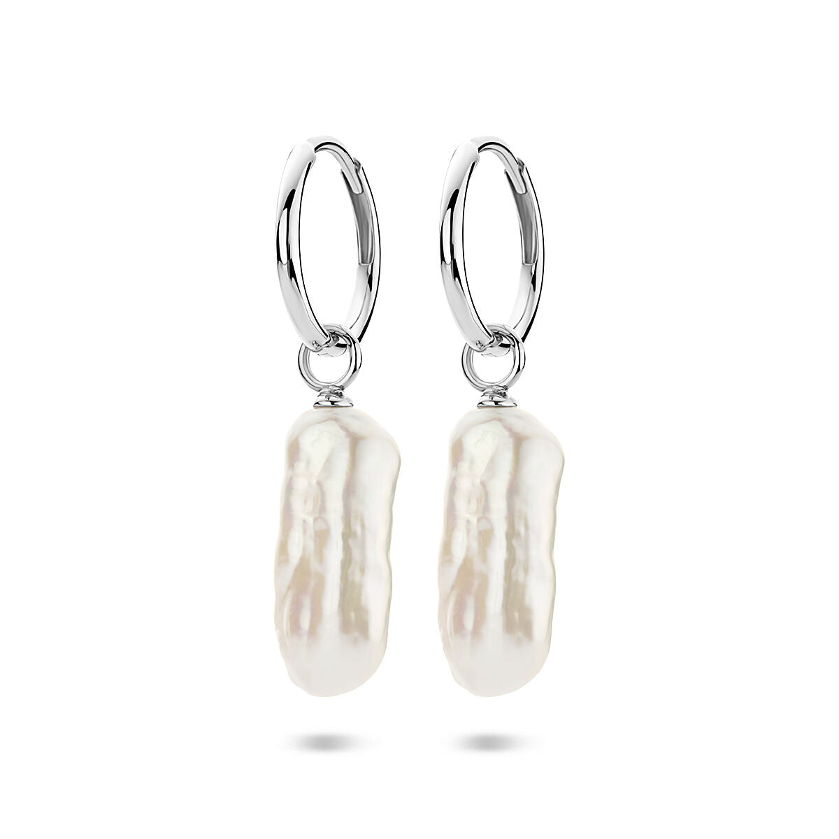 Zilveren gerhodineerde oorringen parel 38 mm - 1341868