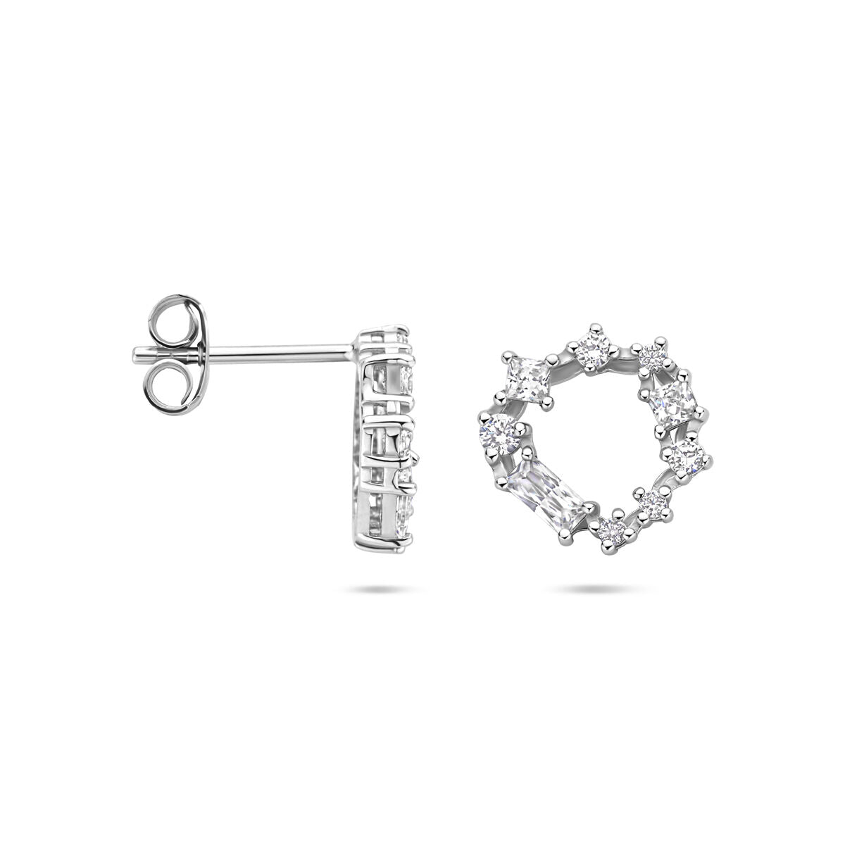Zilveren gerhodineerde oorknoppen zirkonia 11 mm - 1340827
