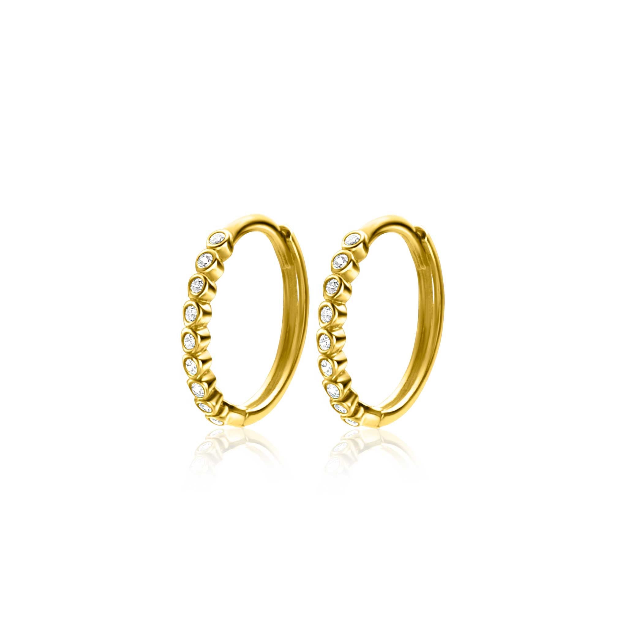 ZINZI 14K Gouden Oorbellen met Witte Zirkonia ZGO409