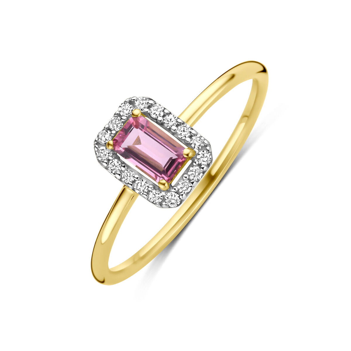 Fantasy Collection Ring roze toermalijn en diamant 0.08ct h si 14K geelgoud