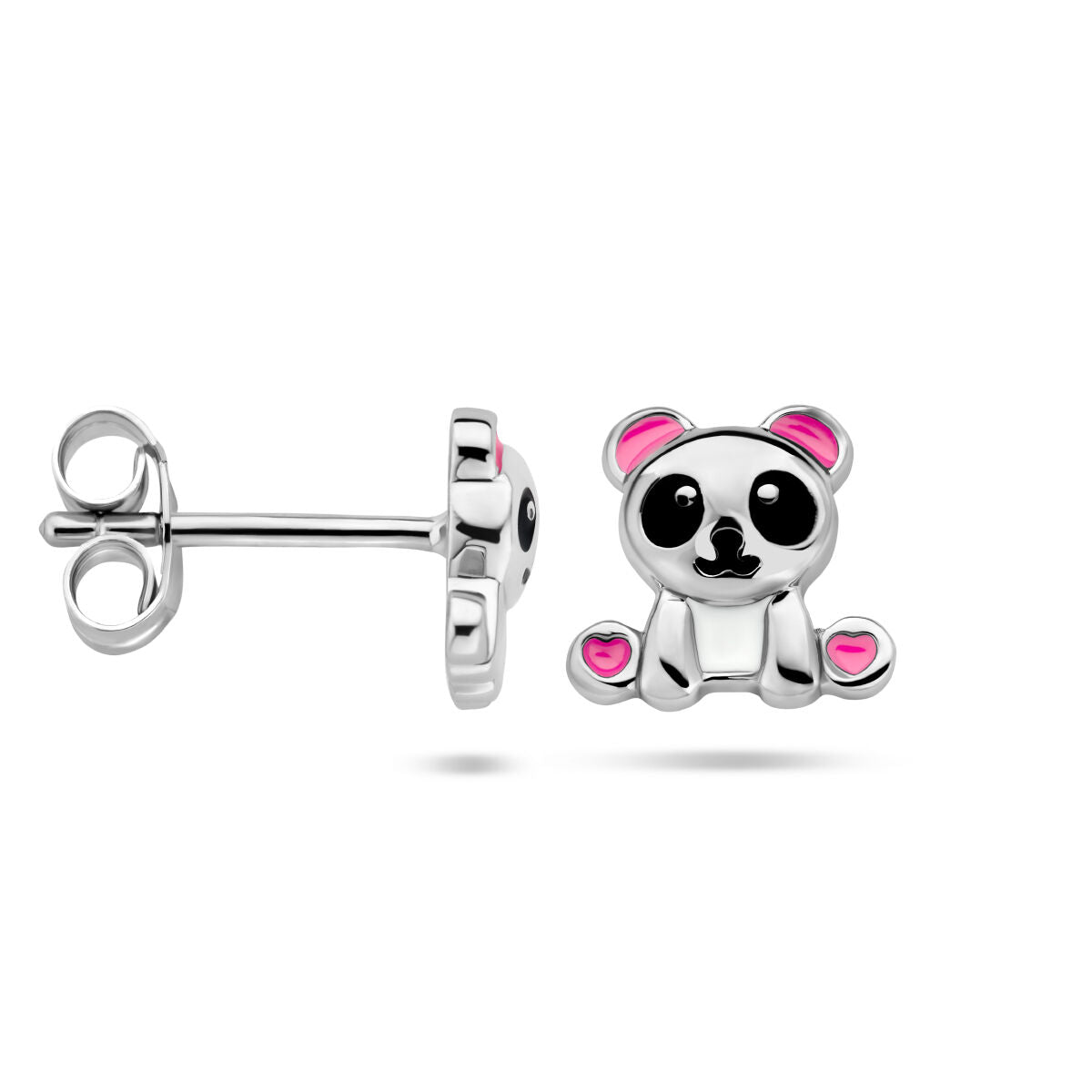 Fantasy Collection Oorbellen emaille panda zilver