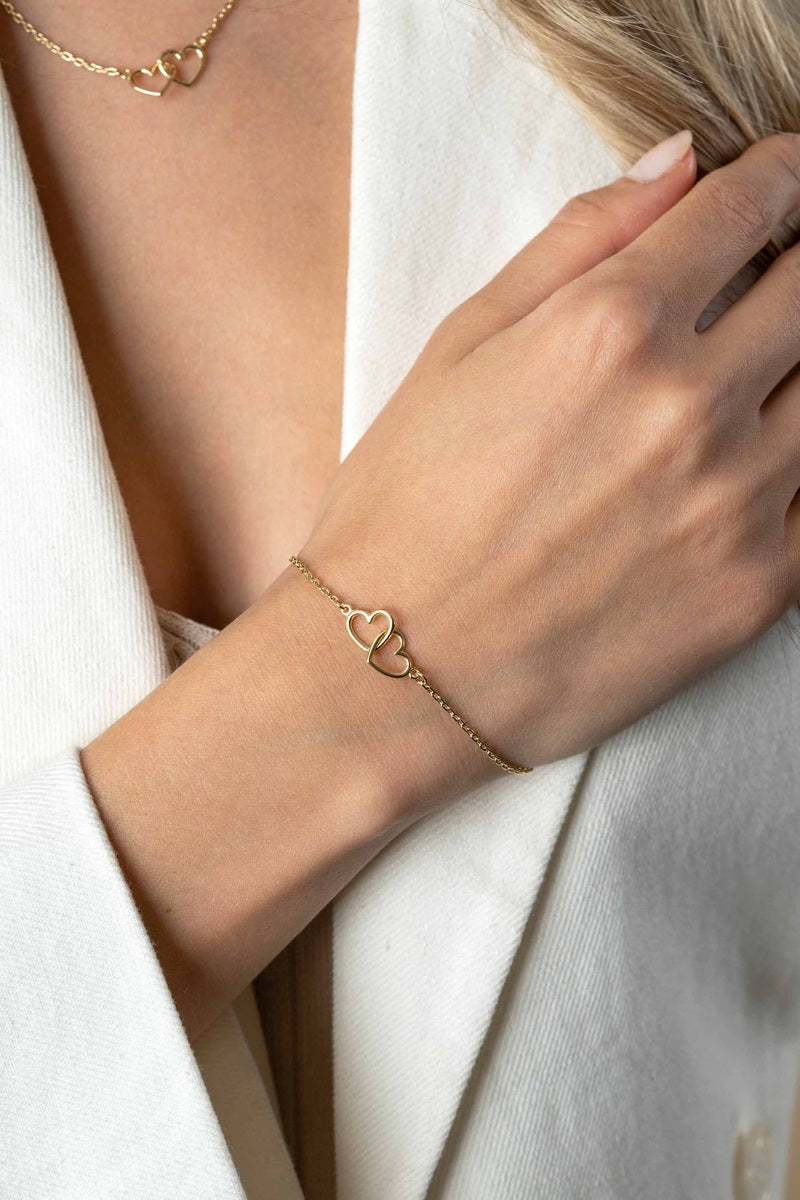 Zinzi Plated 2 Verbonden Hartjes 16,5 Armband ZIA2513G - PansiteNederland.nl