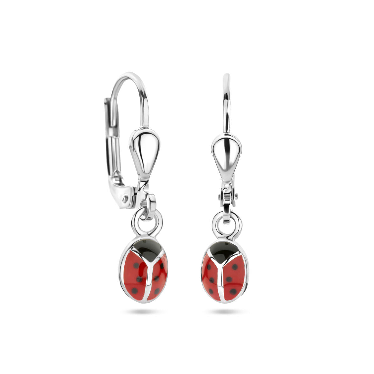Fantasy Collection Hangende oorbellen emaille lieveheersbeestje zilver